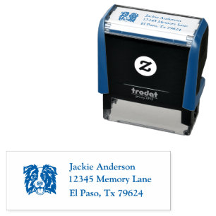 BORDER COLLIE   Name and Return Address Self-inking Stamp