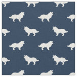 Border Collie navy blue dogs silhouette Fabric