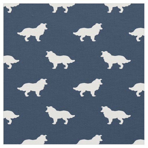 Border Collie navy blue dogs silhouette Fabric