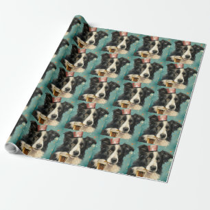 Border Collie New Year Wrapping Paper
