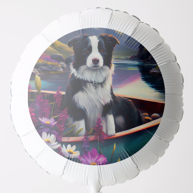 Border Collie on a Paddle: A Scenic Adventure Balloon (Front)