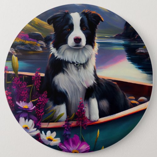 Border Collie on a Paddle A Scenic Adventure Button