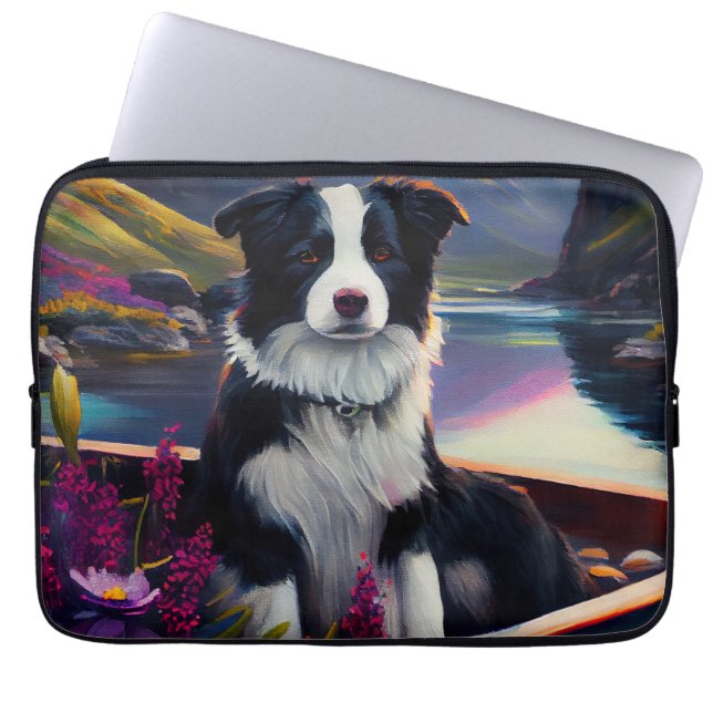 Border Collie on a Paddle: A Scenic Adventure Laptop Sleeve (Front)