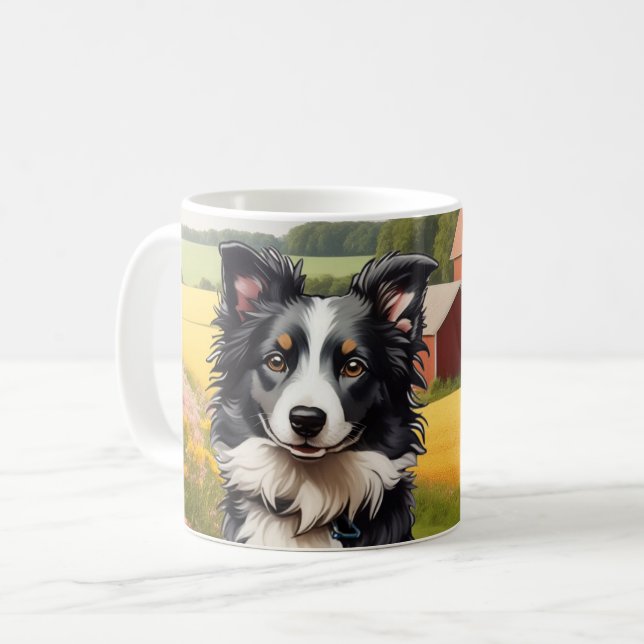 Border Collie on Farm Coffee Mug (Front Left)