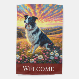 Border Collie on Farm Garden Flag