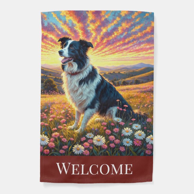 Border Collie on Farm Garden Flag (Front)