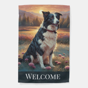 Border Collie on Farm Garden Flag