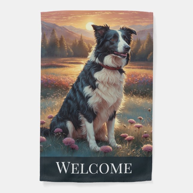 Border Collie on Farm Garden Flag (Front)
