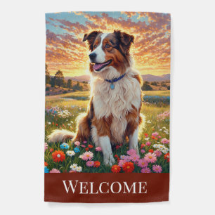 Border Collie on Farm Garden Flag