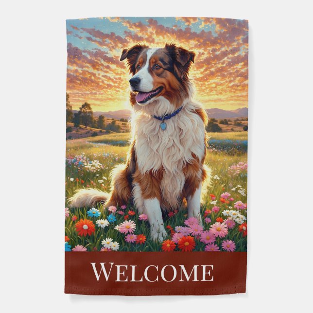 Border Collie on Farm Garden Flag (Front)