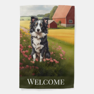 Border Collie on Farm Garden Flag