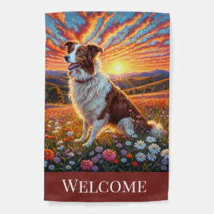 Border Collie on Farm Garden Flag