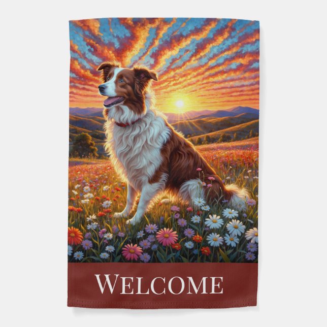 Border Collie on Farm Garden Flag (Front)