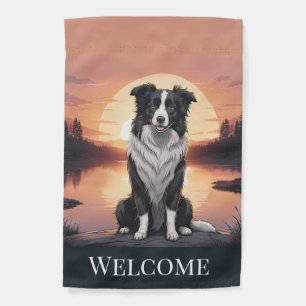 Border Collie on Farm Garden Flag