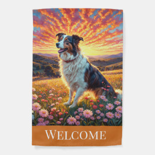 Border Collie on Farm Garden Flag