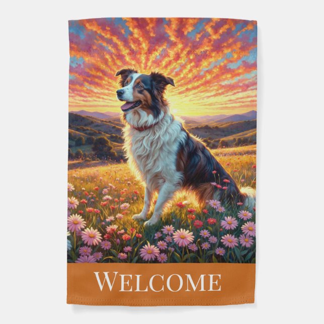 Border Collie on Farm Garden Flag (Front)