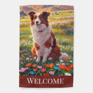 Border Collie on Farm Garden Flag