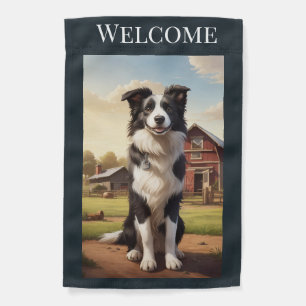 Border Collie on Farm Garden Flag