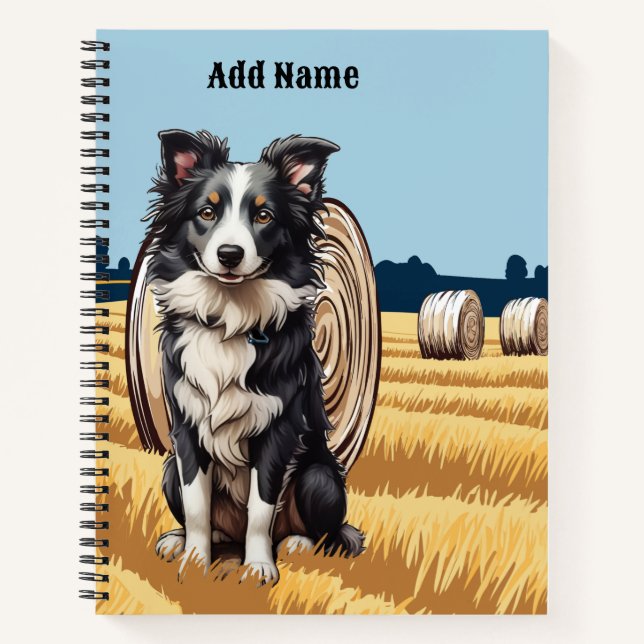 Border Collie on Farm Notebook (Front)