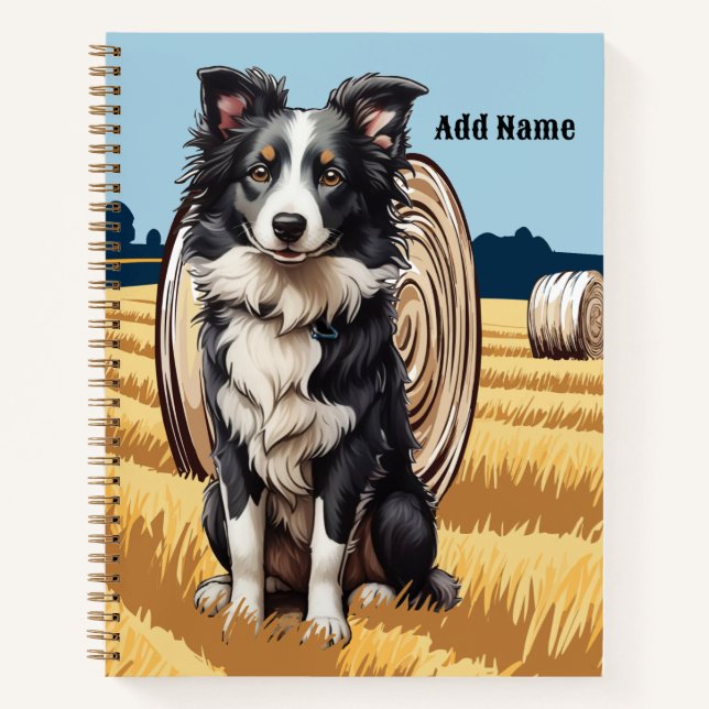 Border Collie on Farm Notebook (Front)