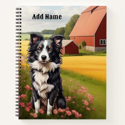 Border Collie on Farm Notebook