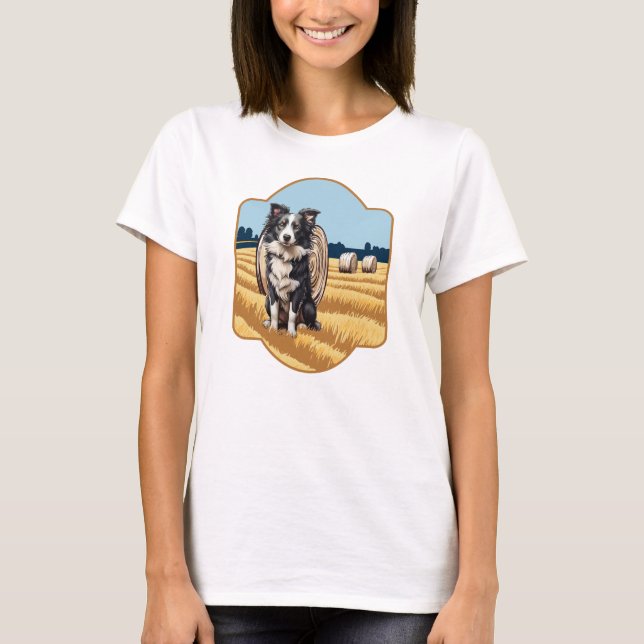 Border Collie on Farm T-Shirt (Front)