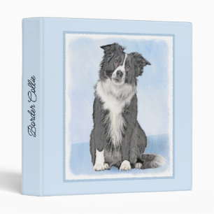 Border Collie Painting - Cute Original Dog Art 3 Ring Binder