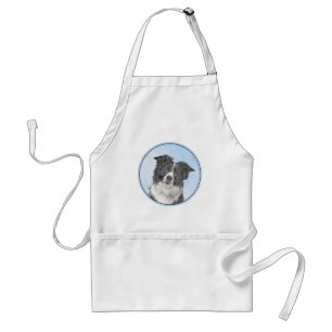 Border Collie Painting - Cute Original Dog Art Adult Apron
