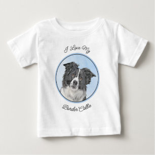 Border Collie Painting - Cute Original Dog Art Baby T-Shirt