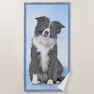 Border Collie Painting - Cute Original Dog Art Beach Towel