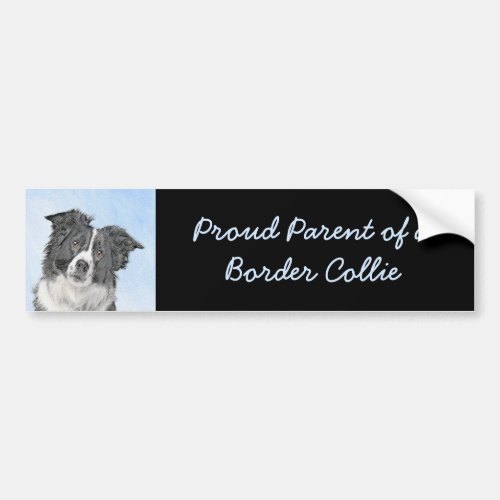 Border Collie Painting _ Cute Original Dog Art Bumper Sticker