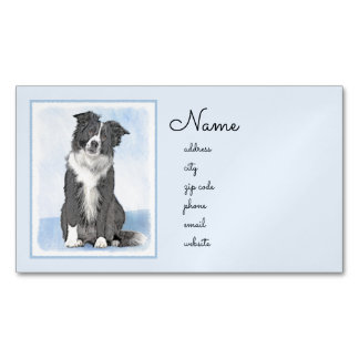 Border Collie Painting - Cute Original Dog Art Business Card Magnet