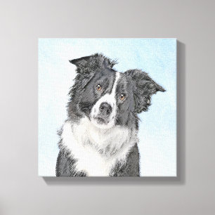 Border Collie Painting - Cute Original Dog Art Canvas Print