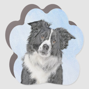 Border Collie Painting - Cute Original Dog Art Car Magnet