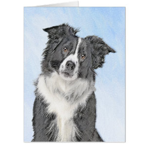 Border Collie Painting - Cute Original Dog Art Card