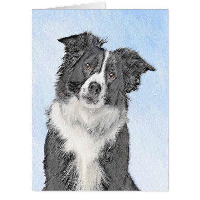 Border Collie Painting - Cute Original Dog Art Card (Front)