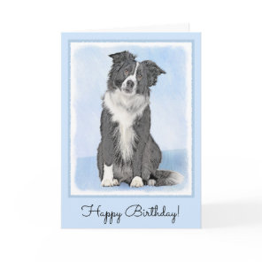 Border Collie Painting - Cute Original Dog Art Card