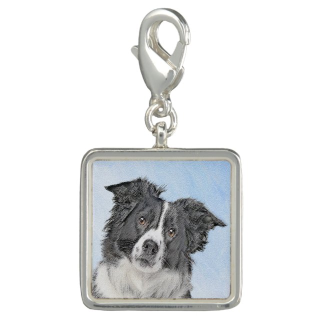Border Collie Painting - Cute Original Dog Art Charm (Front)
