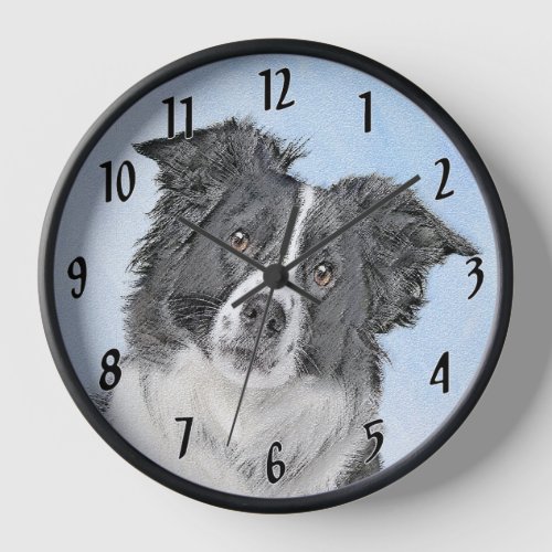 Border Collie Painting _ Cute Original Dog Art Clock