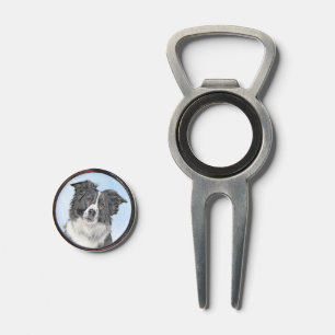 Border Collie Painting - Cute Original Dog Art Divot Tool