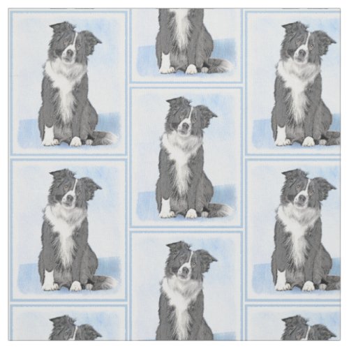 Border Collie Painting _ Cute Original Dog Art Fabric