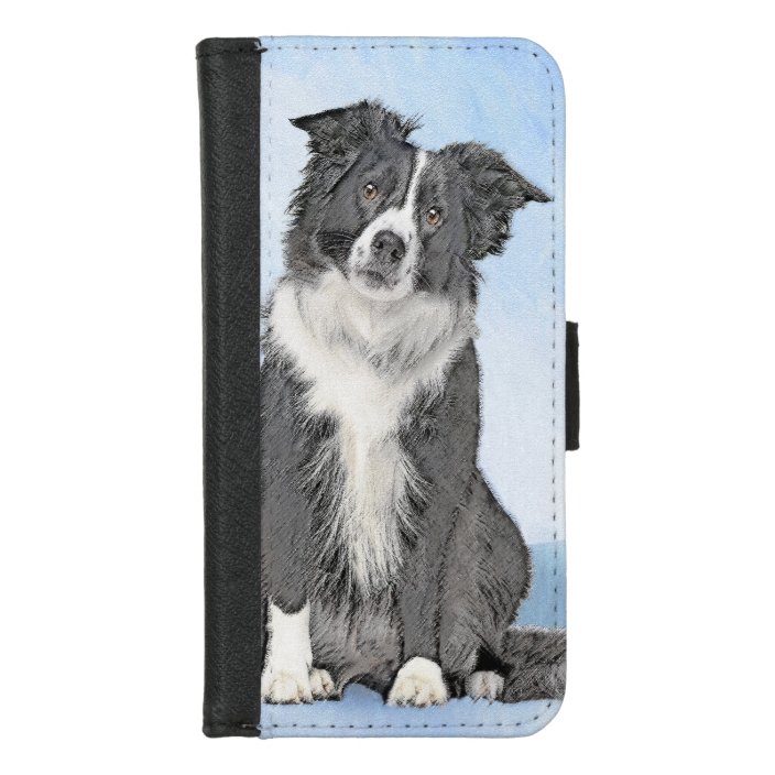 Border Collie Painting Cute Original Dog Art Iphone Wallet Case