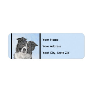 Border Collie Painting - Cute Original Dog Art Label