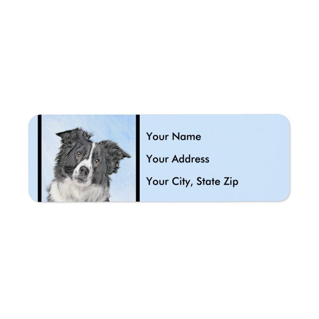 Border Collie Painting - Cute Original Dog Art Label (Front)