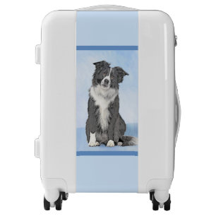 Border Collie Painting - Cute Original Dog Art Luggage