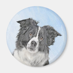 Border Collie Painting - Cute Original Dog Art Magnet