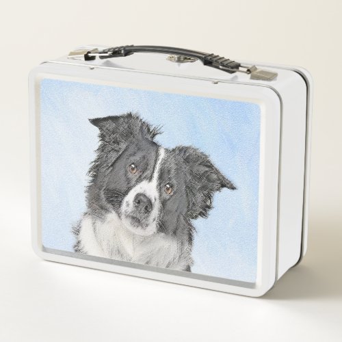 Border Collie Painting _ Cute Original Dog Art Metal Lunch Box