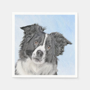 Border Collie Painting - Cute Original Dog Art Napkins