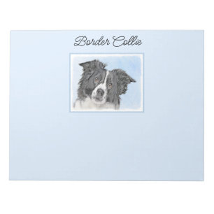 Border Collie Painting - Cute Original Dog Art Notepad