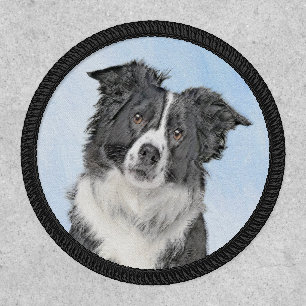 Border Collie Painting - Cute Original Dog Art Patch